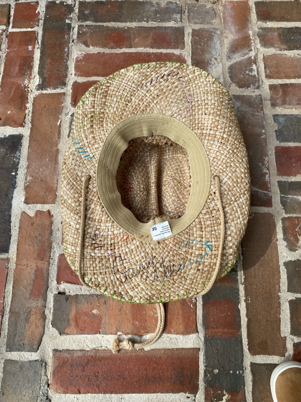 Gaudy Chic Straw Cowboy Hat embellished with Mexican dress Embroidery - Picture 11 of 15